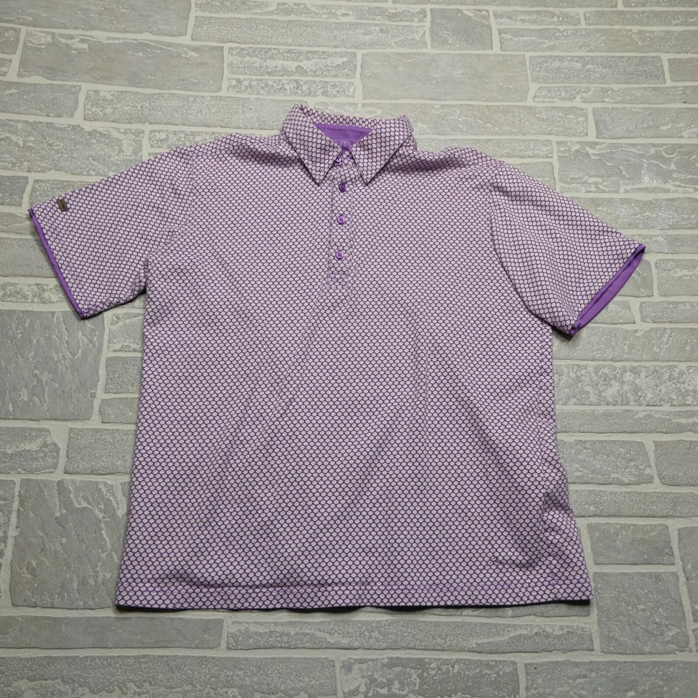 G‎ Mac Polo Shirt Adult XL Purple Spotted Pima Cotton Short Sleeve Golf Causal